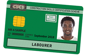 Example of a Green FISS CSCS or CSCS labourers card. Also provide CSCS renewal